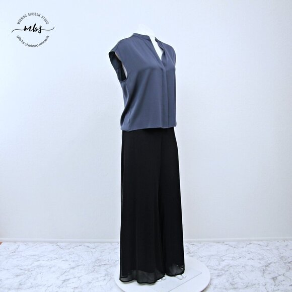 Vince Silk Blend Sleeveless Button Down High Low Blouse Purple Blue Women S - Picture 1 of 10